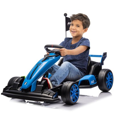 Go Kart Electric Ride On Car，24V Ride On Go Kart for Kids，Drift Kart Car with Adjustable Seat,7.5MPH Fast Drifting Circling