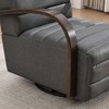 PAGED Swivel Accent Chair Channel Tufted Lounge Reading Chair with Solid Wood Armrests, Single Sofa Armchair for Living Room - 4 of 4