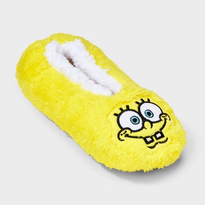 Women's SpongeBob SquarePants Cozy Fleece Slipper Socks with Grippers - Yellow
