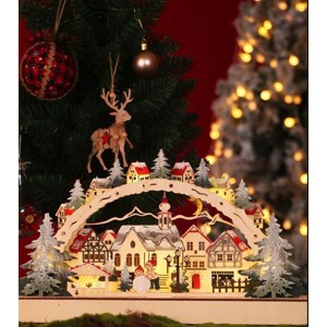 Christmas Wooden Ornaments Gift Led Lighting Christmas Village Mall Window Ornament - 1 of 4