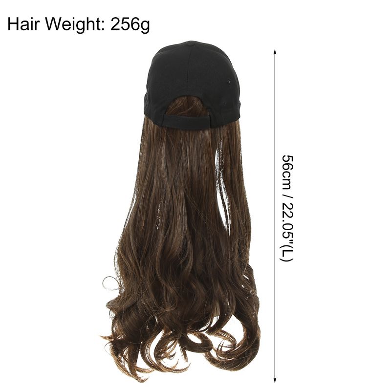 Unique Bargains Baseball Cap with Hair Extensions Curly Wavy Wig 22" Hairstyle Adjustable Wig Hat for Woman Light Brown, 3 of 5