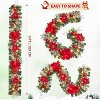 6 ft Pre-Lit Christmas Garland with Timer,  Red & Gold Ornaments, Velvet Bows, 20 Warm Lights, for Mantel, Fireplace, Stairs - 2 of 4