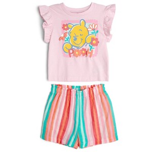 Disney Baby Girls T-Shirt and Gauze Shorts Outfit Set Infant - 1 of 4
