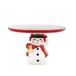 Mr. Christmas LED Nostalgic Ceramic Cake Plate - 10" - White Santa