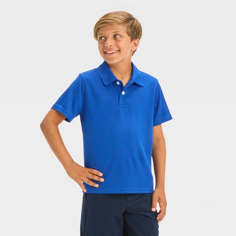 Детские Cat & Jack Boys' Short Sleeve Performance Uniform Polo Shirt - Cat & Jack™ Light Blue XS: Doubleknit Fabric