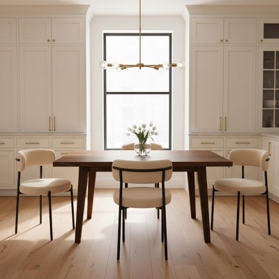 Homy Casa Set of 4 Teddy Upholstered Dining Chairs with Metal Legs, Modern Cozy Style, Beige