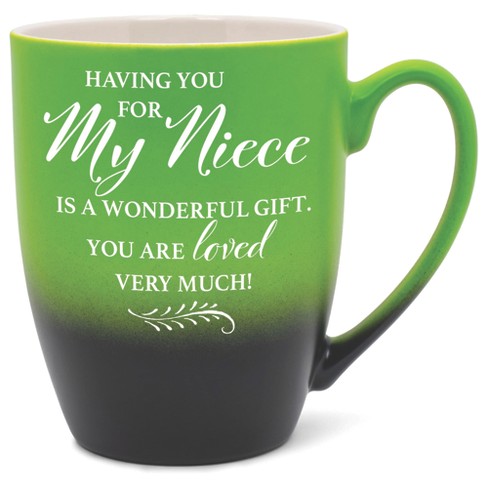 Elanze Designs My Niece You Are Loved Two Toned Ombre Matte Green and Black 12 ounce Ceramic Stoneware Coffee Cup Mug - image 1 of 4