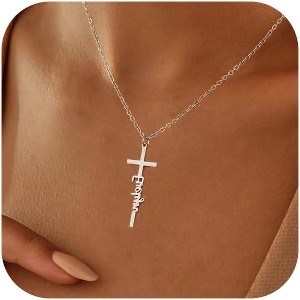 Dainty Small Cross Necklace, 14K Gold Silver Plated Religious Pendant Charm, Baptism Easter Faith Jewelry Gift for Women - 1 of 4