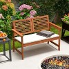 43.5'' 2-Person Solid Wood Patio Bench with Backrest and Cushion - 3 of 4