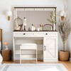NicBex Vanity Desk with Mirror 43.4" Makeup Table with Large Mirror, Minimalist Dressing Table, Visual Desktop and Cushioned Stool - 2 of 4