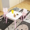 APRILSOUL 23.62 inch Wide Kids Table and Chair Set, 3-Piece Wooden Toddler Desk with Animal Backrest, Activity Table for Drawing Learning Playroom - 2 of 4