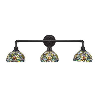 Toltec Lighting Vintage 3 - Light Vanity in  Dark Granite with 7'' Kaleidoscope Art Glass Shade