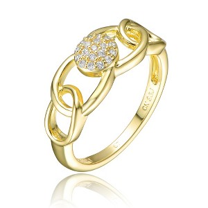 Modern Gold Plated Geometrical Ring with Dazzling Clear Cubic Zirconia for a Contemporary and Sophisticated Style Statement - 1 of 3