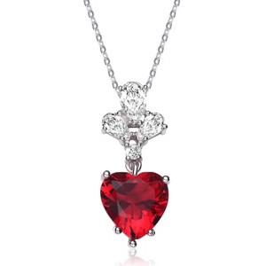 Guili Sterling Silver Heart Pendant Necklace with CZ in White, Green, Red, or Blue—A Sparkling and Elegant Piece for Any Occasion. - 1 of 3