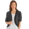 Collections Etc Open-Front Stitched Short Sleeve Shrug, Lightweight Layer Piece with Scalloped Trim - 3 of 3