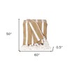 HomeRoots 50" X 60" Gold and Ivory Woven Cotton Striped Throw Blanket with Tassels - 3 of 4