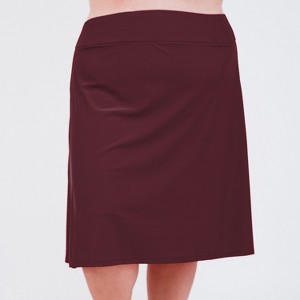 Calypsa Women's Plus Size Below The Knee Swim Skirt With Capri Leggings - 1 of 3