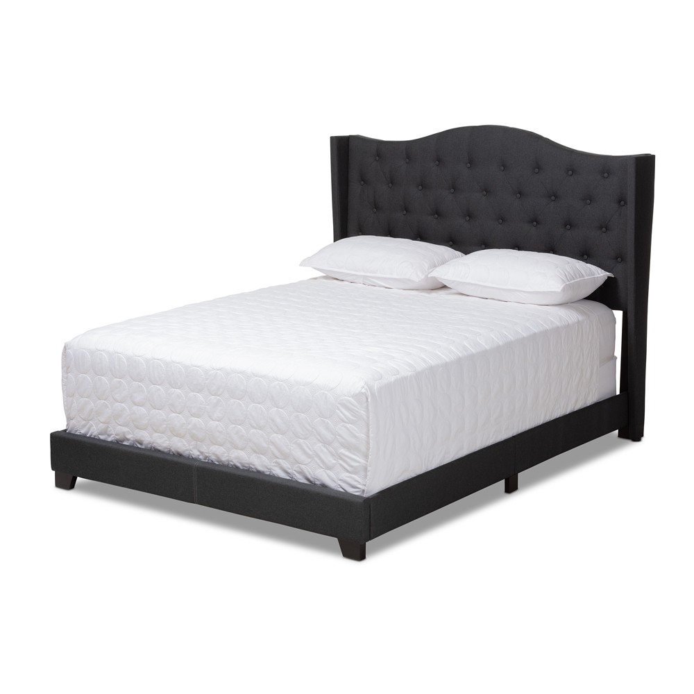 Photos - Bed Frame Queen Alesha Bed Charcoal Gray - Baxton Studio