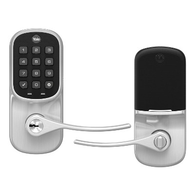  Yale YRL216-NR-619 Assure Lever, Keypad Door Lever (for doors with no deadbolt) - Keyless entry with pin code unlocking and one-touch, or Auto-Locking - Nickel 