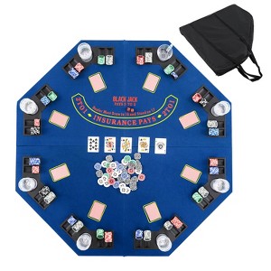 Costway 48" Portable Poker Table Top w/ Cup Holders & Chip Trays Carrying Bag for Party - 1 of 4