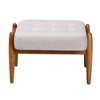 Jeanine Fabric and Wood Ottoman Footstool Grayish Beige/Walnut Brown - Baxton Studio: Japandi Inspired, Plush Comfort, Angled Legs - 3 of 4