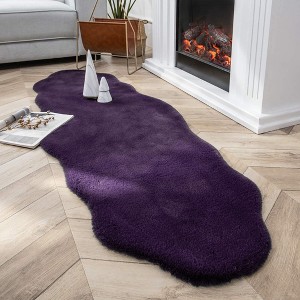Home Mart Goods Purple Faux Rabbit Fur Fuzzy Soft Fluffy Plush Cozy Shaggy Area Rug - 1 of 4