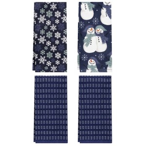 John Ritzenthaler Co. 100% Cotton Kitchen Towels Snowy Falling Navy Absorbent Dish Towels for Drying & Cleaning Soft & Durable (Set of 4) - 1 of 4