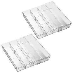 mDesign Expandable Drawer 5-Section Kitchen Utensil Organizer, 2 Pack, Clear