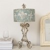 Chic Vintage Table Lamp with Distressed Cream and Blue Shade, Decorative Scroll Base, 33.66" Height, 1pc - 3 of 4
