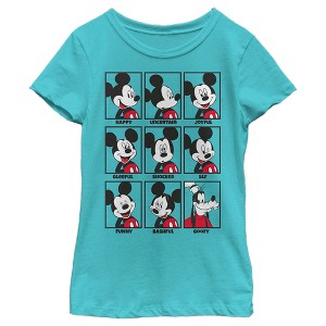 Girl's Disney Mickey Mouse All Emotions Grid T-Shirt - 1 of 4