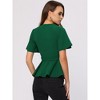 Allegra K Women's Round Neck Flutter Sleeve Belted Waist Office Peplum Blouse - 3 of 4