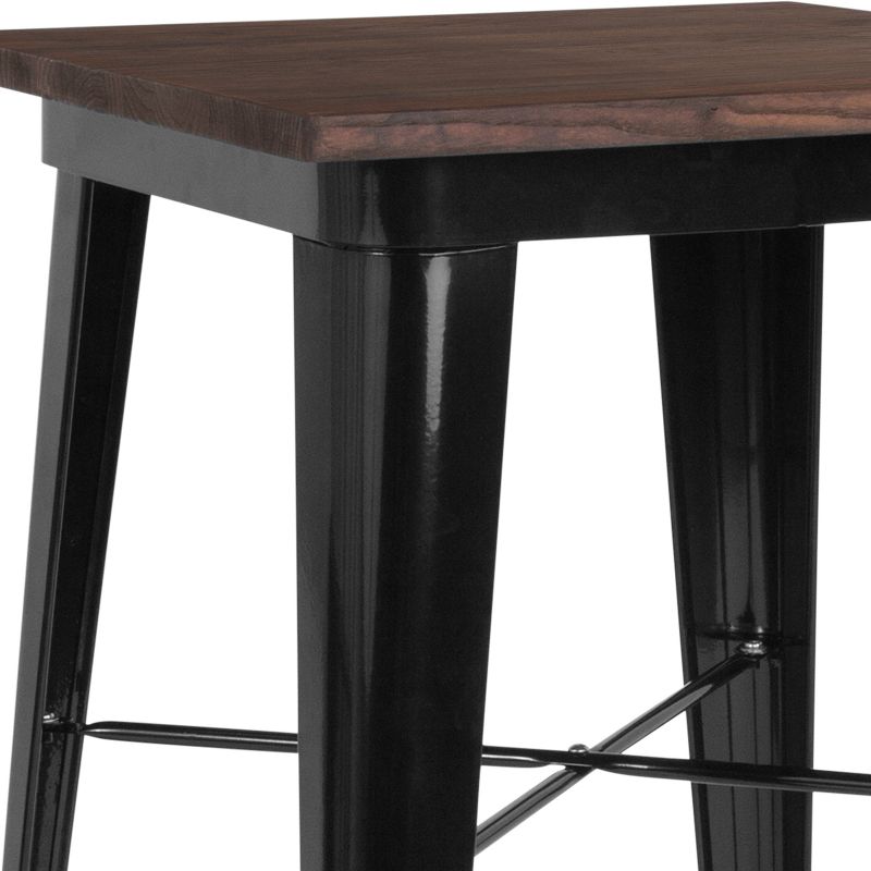 Emma and Oliver 23.75" Square Wood/Metal Indoor Bar Height Table, 2 of 5