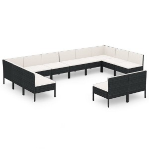 vidaXL Patio Lounge Set Outdoor Sectional Sofa Set Table Poly Rattan Black - 1 of 4