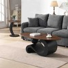 Vynxaria Series 47.24 in. Black Brown Oval and Round MDF End Table with Industrial Design - 4 of 4
