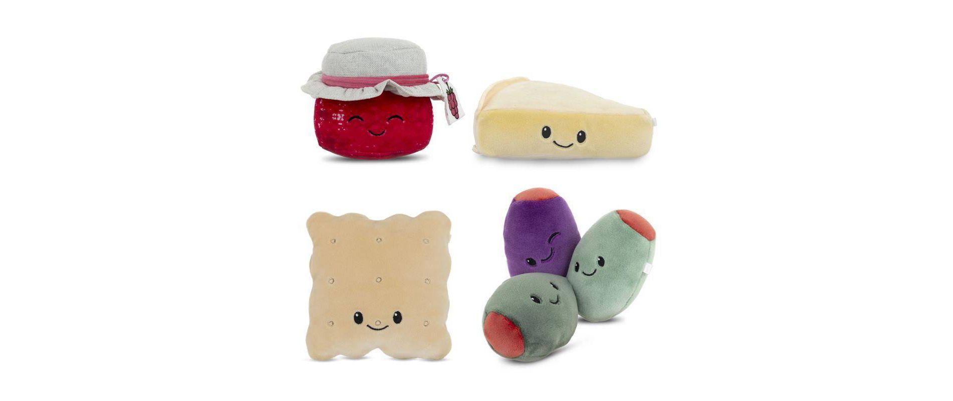 Charcuterie Box Set Brie Cheese, Jam, Olives, Square Cracker 4pc Plush - Gigglescape™