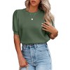 Women's Short Sleeve Sweater Tops 2025 Spring Summer Trendy Crew Neck Casual T Shirts Blouses,Army Green - 2XL - 4 of 4