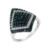 Silver 1 cttw White and Treated Blue Diamond Rhombus Cocktail Ring - 2 of 4