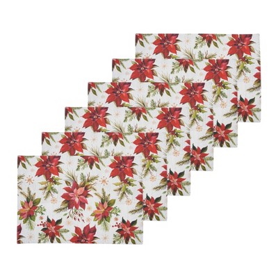 C&F Home Poinsettia Christmas Placemat S/6