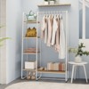 Tangkula Free-Standing Metal Garment Clothing Rack with Hanging Rod 5 Wooden Shelves Adjustable Foot Pads Natural+White/ Rustic Brown+Black - 4 of 4
