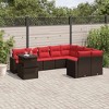 vidaXL Patio Sofa Set with Cushions and Table Outdoor 10 Piece Poly Rattan - Brown - 2 of 4