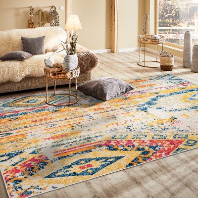 Bohemian Geometric Easy-Care Multicolor 5' x 7' Area Rug