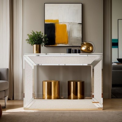 Hommoo Modern Mirrored Console Table Silver