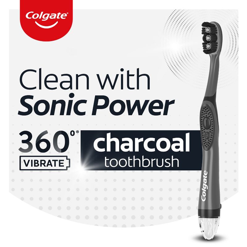 Colgate 360 Charcoal Sonic Powered Vibrating Toothbrush - Soft - 1ct, 5 of 10