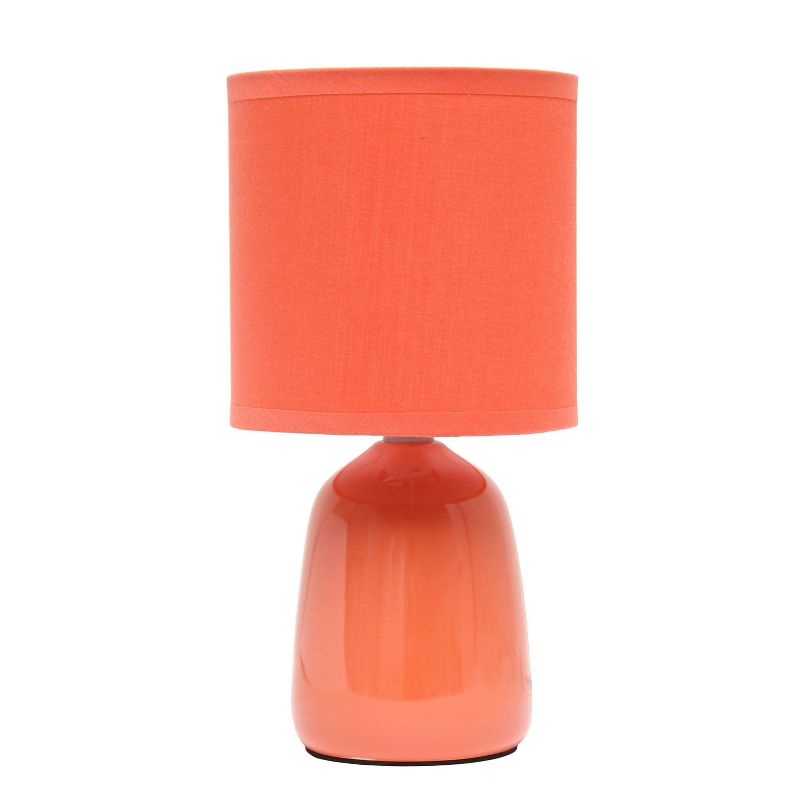 10.04" Traditional Ceramic Thimble Base Bedside Table Desk Lamp with Matching Fabric Shade - Simple Designs, 1 of 10