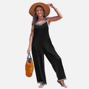 Women's Boho Chic Embroidered Spaghetti Strap Jumpsuit - Cupshe - 1 of 4