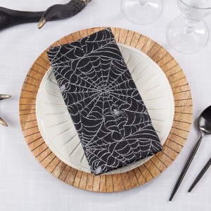 Saro Lifestyle Recycled Jacquard Spider Web Napkin (Set of 4), 20", Black - 1 of 1