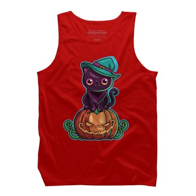 Men's Design By Humans Ferociously Cute Halloween Vampire Witch Kitty Cat By LittleBunnySunshine Tank Top