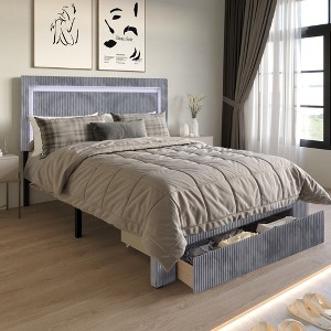 ChaletPosh Velvet Platform Bed with Storage - 1 of 4