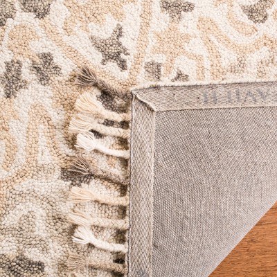 Ivory Wool Round Tufted Handmade Blossom Area Rug, 9' x 12'