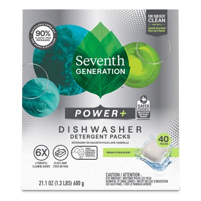 Seventh Generation Fresh Citrus Natural Power + Dishwasher Detergent Packs - 40ct